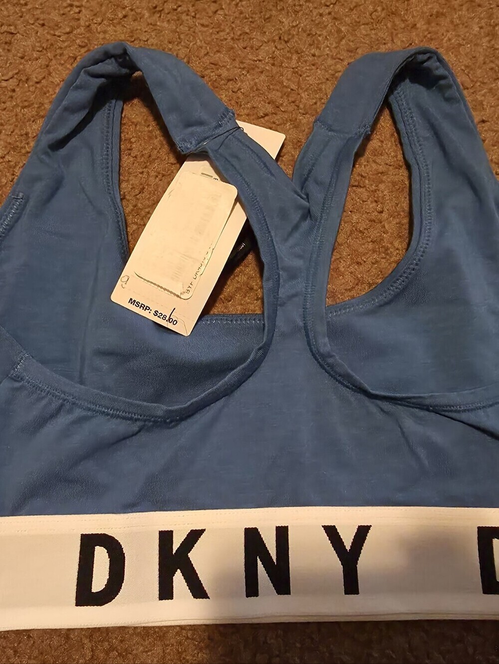 NWT-DKNY  Blue Sports Bra with Logo Band - Picture 11 of 16